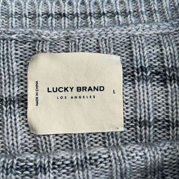 LUCKY BRAND Ribbed Knit Sweater Womens Large Multi Gray Striped Western Boho - Picture 2 of 9